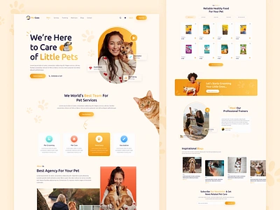 PetCare Landing Page cats dogs home page landing page pet pet care pet food pet health pet store pets petshop ui design web design