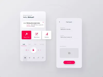 Smart Building App for Employees animation control design failure mobile mobile application repair report sensors smart building ui ux