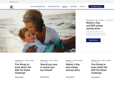 Insights Page Layout articles blog college fund