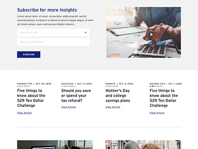 Insights Page layout articles blog college fund insights subscribe