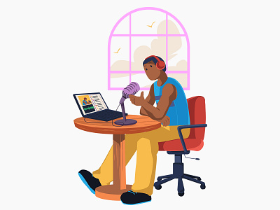 Podcast - Illustration adventure animated animated illustration character design graphic design graphics hosting illustration podcast podcast host podcasting podcasts record recording vector vector illustration