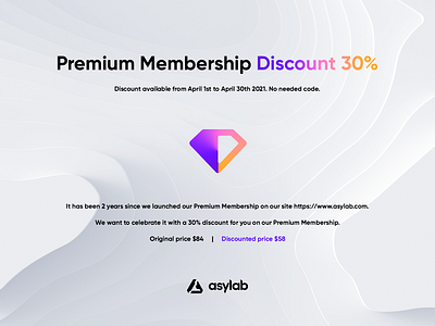 Premium Membership - April Discount 30% apple apple devices asylab branding branding mockups device device mockups gradient graphic design iphone iphone 12 membership mock up mockup premium psd ui uiux user interface