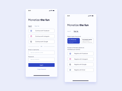 Log In & Sign Up Screens app authentication design login registration signup ui uidesign ux