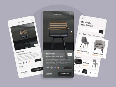 Furniture Store App furniture furniture app furniture design furniture store furniture website gary app glass effect glassmorphism gray graydesign