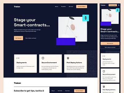 Trakon - Smart Contract Workflow blockchain brand branding clean contract crypto design icon identity illustration landing logo minimal nft ui ux website