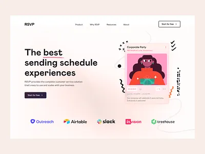 RSVP Landing Page "Sneak peak" brand branding clean design gradient graphic design hero icon identity illustration invite landing logo minimal party ui ux wireframe
