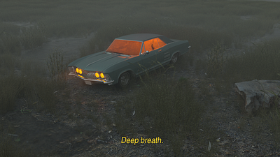 Deep breath. 3d c4dfordesigners car cinema4d creepy fog foggy green hand horror lowlied moody octane octanerender orange retro vintage