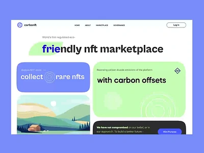 CarboNFT - Eco-Friendly NFT Marketplace app design best design climate change eco friendly environment illustration interaction landing page landing page design marketplace design nft marketplace platform save planet ui animation ui app design ui design ui ux web application webdesign website design