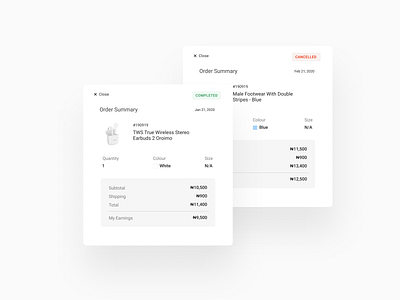 Order Summary Modal design shopping ux