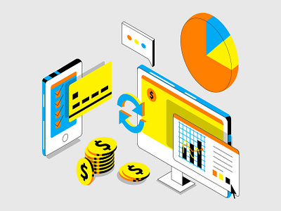 Digital Financing illustration minimal vector