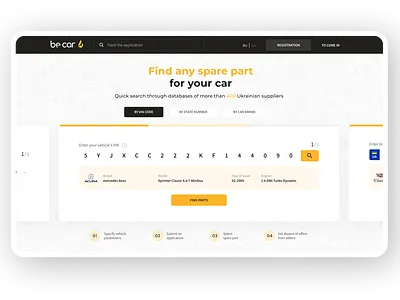 UI/UX Design website for auto parts search car spare parts catalog design home page parts for car platform search ui uiux design ux web header webdesign