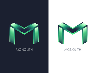 Monolith blue color colour geometric glow gradient gradient logo green illustrator isometric letter logo logodesign logomark logotype m mark monolith type