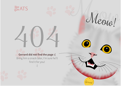 Daily Ui, Challenge 008 - Error 404 404 error cat challengeui dailyui design error error 404 kitty meow not found page not found puppies ui ui design uiux ux