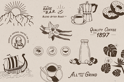 PapaNicholas Coffee brand marks branding coffee coffee brand coffee branding design digital art digital illustration graphic design icon illustration marks procreate retro typography vintage