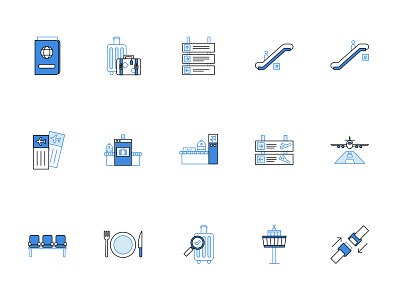 Airport Icon air traffic control airplane airport arrival departure escalator icon landing strip passport security suitcase ticket