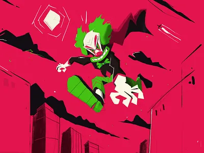 Clown Villain cartoon style character art character design circus circus clown city clown clown character costume evil florian farhay hero illustration jump jump pose marvel procreate super super hero villain