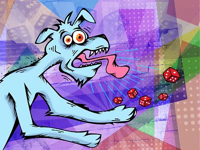 THE GAMBLER adobe illustrator cartoon character illustration dice dog dog illustration eyeball eyes gambler gambling illustration illustrator pop art roll the dice vector