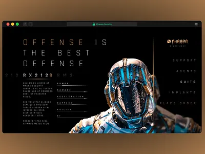 PHARON - A security firm from the future futuristic gallery robots ui design web design