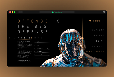 PHARON - A security firm from the future futuristic gallery robots ui design web design