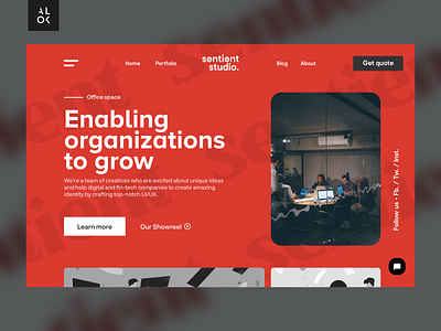 Design Studio Landing Page | Web Design alok dailydesign dailyuichallenge design agency design studio dribbble first shot hero section landing page ui ui design ux ux design web design web design inspiration website design