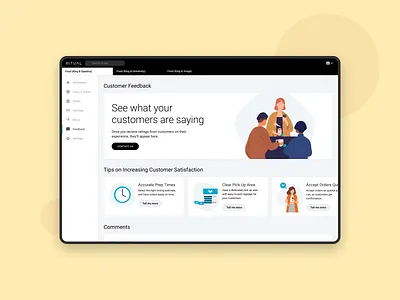 Dashboard for restaurant partners - Ritual.co