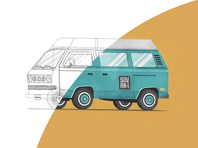 Van: Multi View 70s illustration photoshop van vector volkswagen