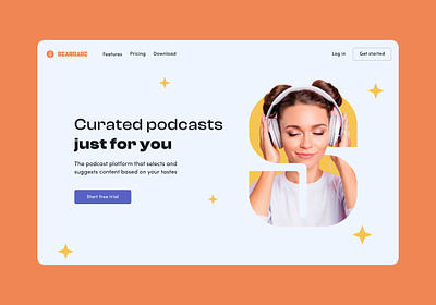 Starcast | Curated Podcasts app app branding concept dailyui design graphic interaction landing page logo podcast ui ux