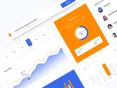 Dashboard UI Elements cards ui color concept creative dashboard dashboard collection dashboard template dashboard ui data design design system graph interaction minimal navigation bar pie chart stats ui elements uiux ux design