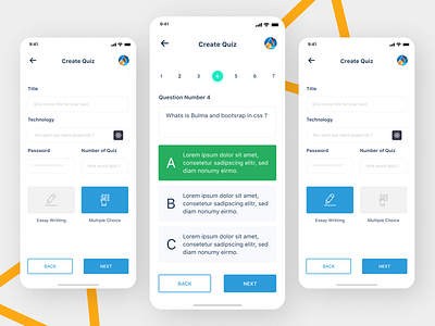Online Quiz App app design typography ui ux