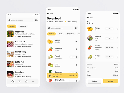 Grocery Delivery App appdesign cart ecommerce ecommerce app food food and drink food app fruits order vegetable