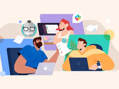 Super team! character characters design dribbble illustration illustrator remotework team teams teamwork