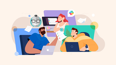 Super team! character characters design dribbble illustration illustrator remotework team teams teamwork