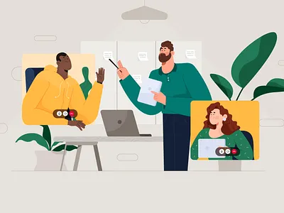 Remote work team! character characters design illustration illustrator plants remotework