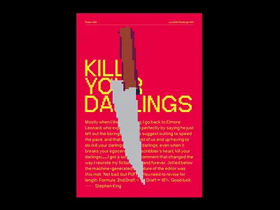 Animated PicoCAD Poster 3d 3d animation animated poster animation design illustration knife layout minimalism pico8 pixelart print red retro rotate typography