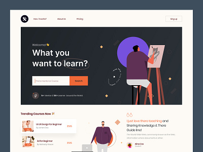 Learning Platform web exploration app clean colors education exploration illustration interface landing page layout learning app learning platform mentor online course online learning product design trending ui ux visual web