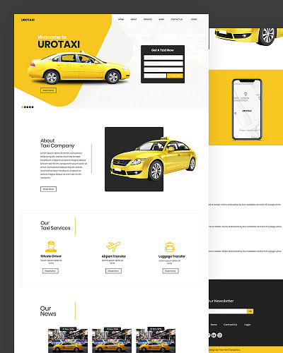 Urotaxi bootstrap business cab css html5 responsive taxi taxi company template