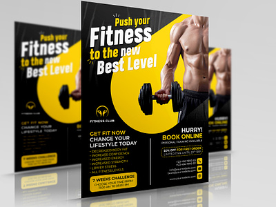 Fitness - GYM Flyer Template Vol.6 body building bodybuilding business corporate design flyer food gym ad gym flyer illustration leaflet loss weight poster sports sports flyer