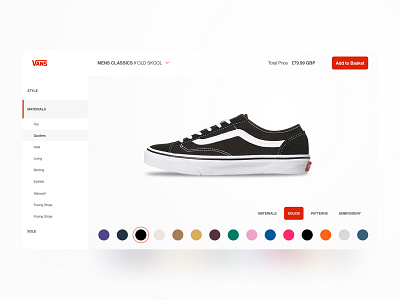 Vans Product Configurator Concept design typography ui ui design uidesign uiinspirations uiux user interface userinterface ux ux ui uxui vans webdesign