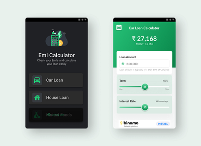 emi calculator ads app ads design android calculator clean design emi gradient house icons interaction loan mobile design mobile ui simple small small business small caps ui ux