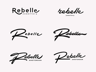 Rebelle amsterdam branding calligraphy custom design fashion flow fun idea jewellery lettering logo modern premium raw rebel script sophisticated type unique