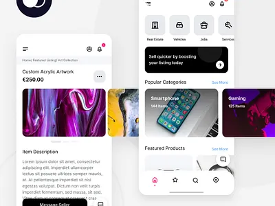Marketplace UI adobe blackandwhite buying cards commerce design figma interaction marketplace monotone product selling simple sketch ui ux xd