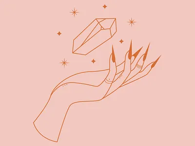 Oh my Crystal. :) celestial crystal crystal gems gems hands illustration lineart linework logo magical minimal minimalistic mystic nails occult soft stars witch witchcraft witchy