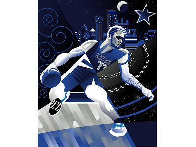 Luka Doncic abstract basketball brand caricature contemporary digital art editorial illustration illustrator luka doncic nba sports vector