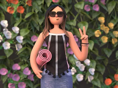 Peace - 3D Portrait illustration 3d 3d animation 3d character 3d clothing 3d graphics 3d illustration 3d portrait 3d ui character cinema4d fashion minimal 3d peace stylized 3d uxui