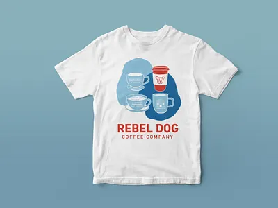 Rebel Dog Coffee Company branding design charity logo coffee branding coffee shop illustrator t shirt design t shirt mockup