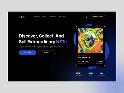 NFT Marketplace Website. collection crypto figma nft solana token ui ux
