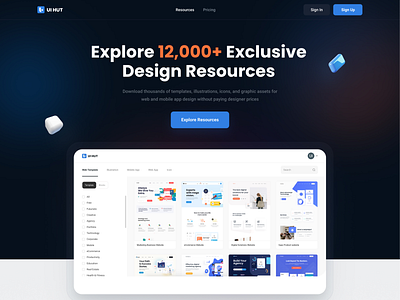 UI HUT Website besnik design resources design resources websites icon illustration mobile ui thousands of ui ui design resources ui designs uihut uihut market uihut.com uiux design market web app web template