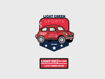Light Green Sports badge branding car design flat illustration line art logo logodesign logotype retro sketch summer typography ui vector