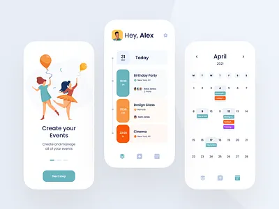 Events App android app design app for events app ui clean events app flat ios ios app design minimal mobile app ui ui design uiux ux design