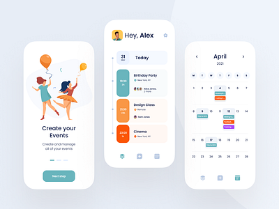 Events App android app design app for events app ui clean events app flat ios ios app design minimal mobile app ui ui design uiux ux design